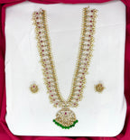 Matte finishing Peacock designed with white pearls Long Necklace