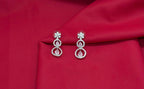 Rhodium Silver American Diamond with Baby-Pink Stone Short Necklace