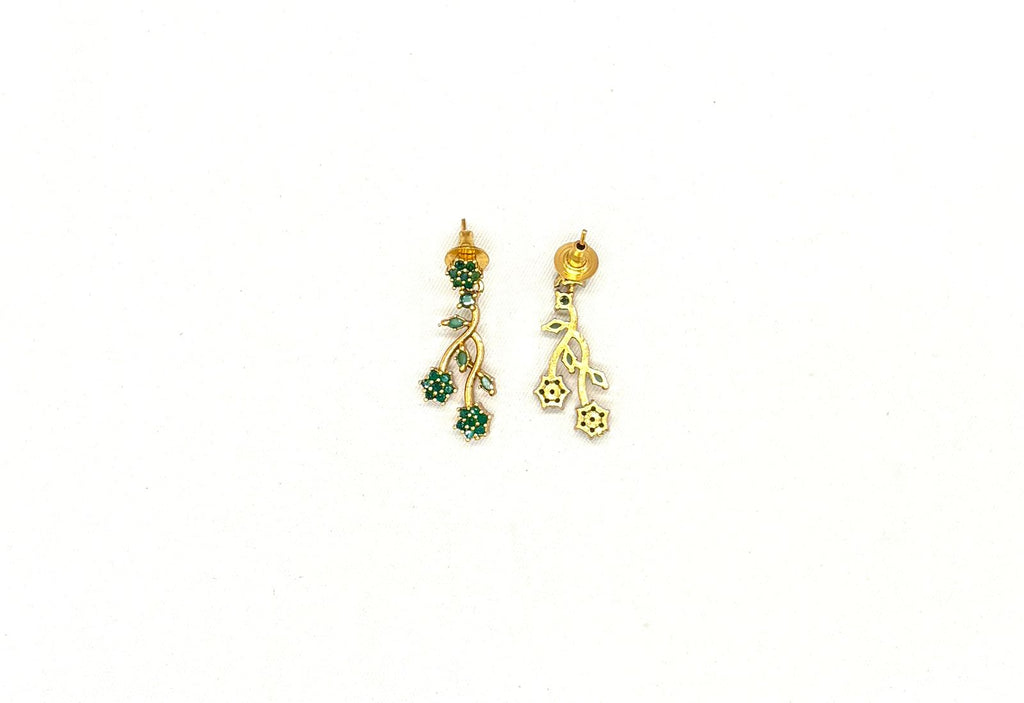 Alloy Green Crystal Floral vine design Short Necklace
