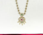 Matte finishing white stones pearls with Elephant design Long Haram