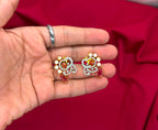G.J polishing Beautifully designed peacock with Red stone Short Necklace