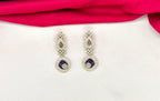 American Diamond Cubic Zirconia With Blue stone Short Necklace