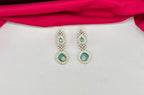 American Diamond Cubic Zirconia With mint green stone Short Necklace