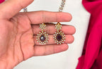 elegant American Diamond emerald Purple stones choker short Necklace