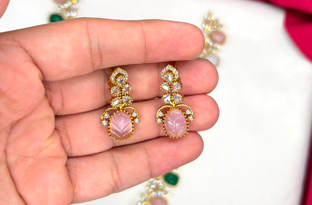Navaratna American diamonds Long Haram Necklace