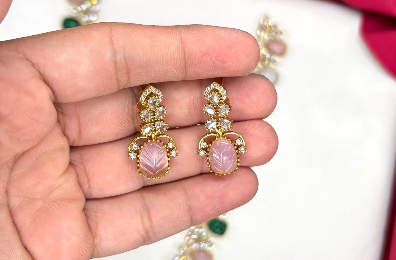 Navaratna American diamonds Long Haram Necklace
