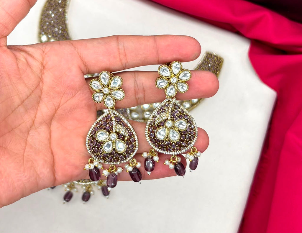 Premium Emerald Pristani Hasli Deep green stones Necklace