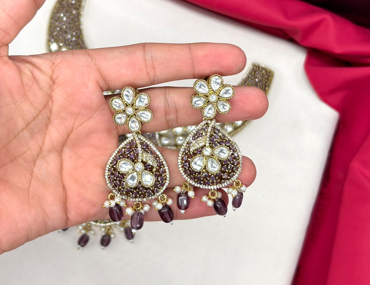 Premium Emerald Pristani Hasli Deep green stones Necklace
