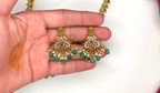 Premium Nakshi finishing flower design with Green Beads Short Necklace