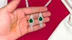 G.J finishing emerald and Green stone with tear-drop emerald pendant Short Necklace