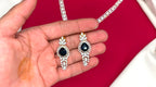 G.J finishing emerald and Blue stone with tear-drop emerald pendant Short Necklace