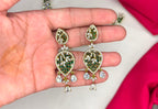 Luxury Victorian finish Green Stone Statement with Party Wear Necklace