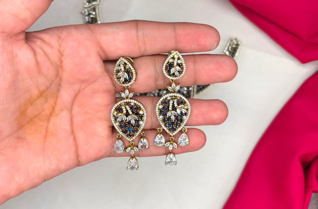Luxury Victorian finish Royal Blue Stone Statement with Party Wear Necklace