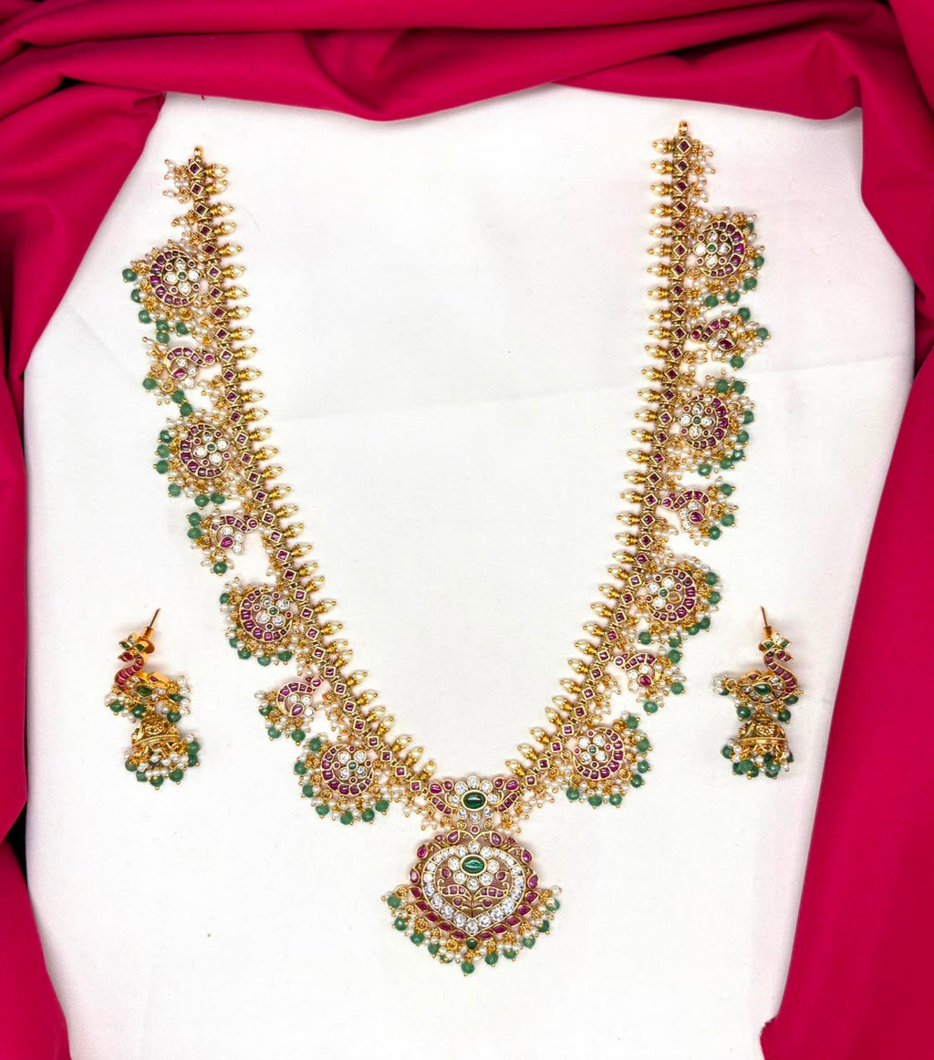 RAJKAMAL Jewellery Premium Jadau Kundan long Haram Necklace