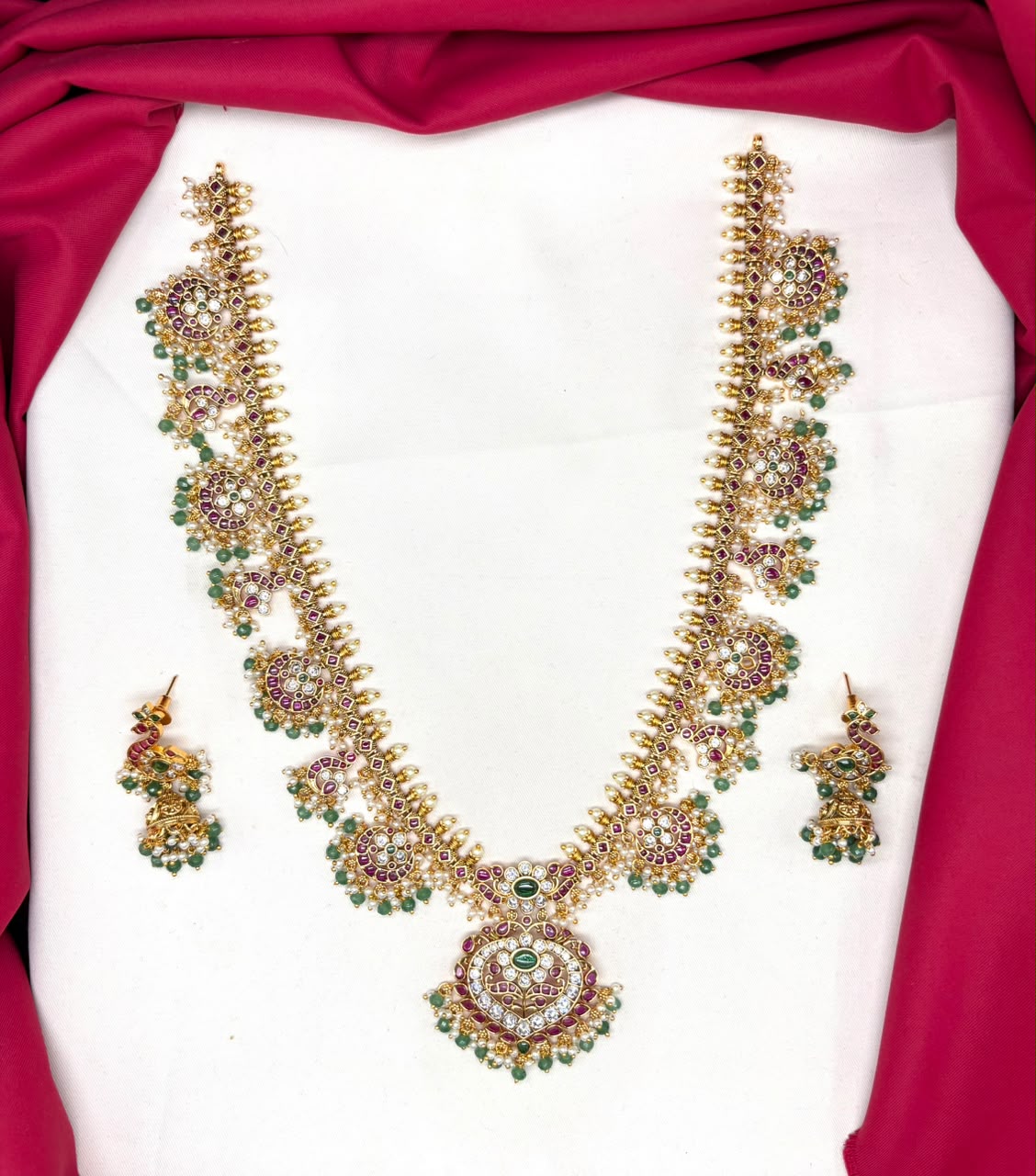 RAJKAMAL Jewellery Premium Jadau Kundan long Haram Necklace