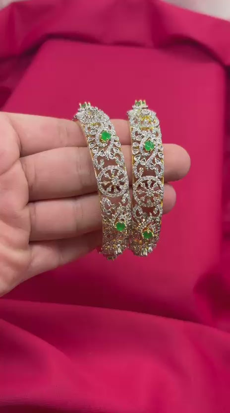 G.J Polishing with Green Stones Bangle