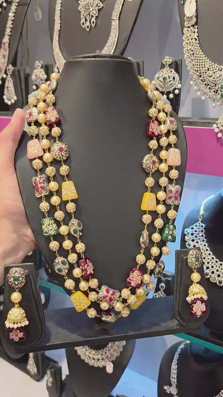 Multi stone with beads English color rani haram