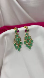 Gold-plated With Mint -Green Beads Drop Earring