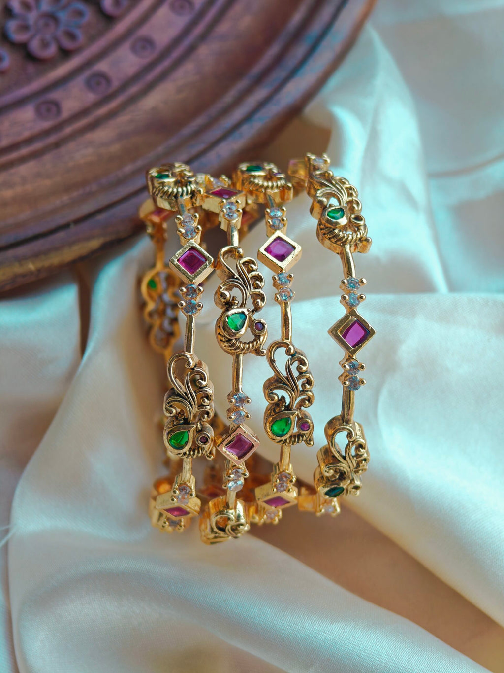4-Piece Matte Finish Bangles | Artificial Jewellery
