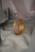 Premium quality tample design Ruby Pink bangles