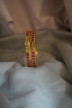 Premium quality tample design Ruby Pink bangles
